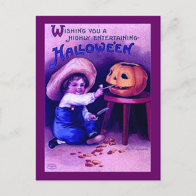 Postal Halloween de entretenimiento vintage (Anverso)