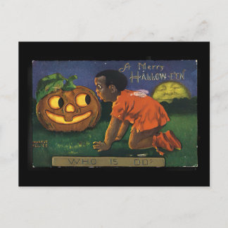 Postal Halloween de época - chica afroamericano (1909)