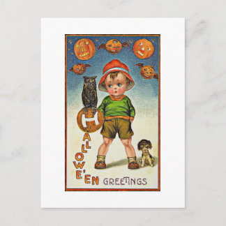 Postal Halloween de fantasía infantil
