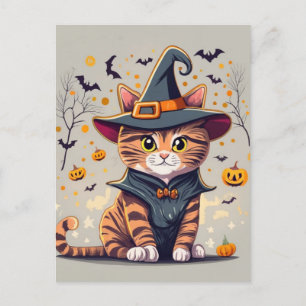 Postal Halloween de gatos brutos adorables