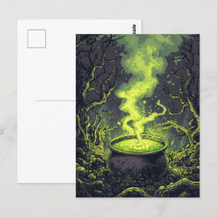 Postal Halloween de Green Magic Potion Cauldron