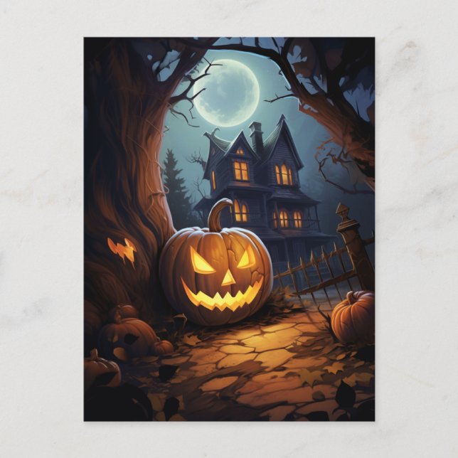 Postal Halloween de la casa de Haunted (Anverso)