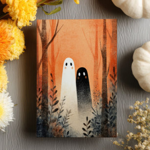 Postal Halloween de la Cuta Color de Agua De Los Fantasma