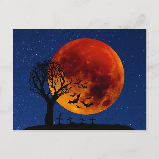 Postal Halloween de la luna de cosecha (Anverso)