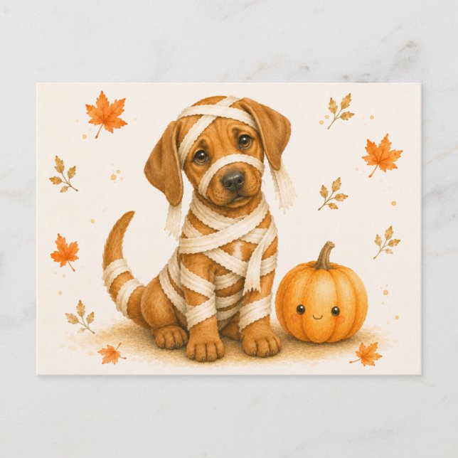 Postal Halloween de Momia Rhodesian Ridgeback (Anverso)