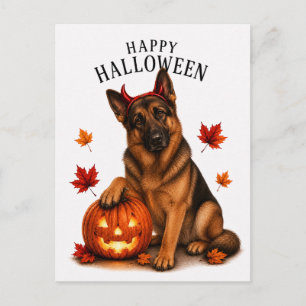 Postal Halloween de Pastor Alemán