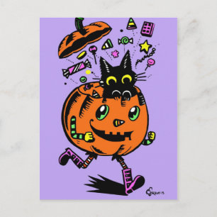 Postal Halloween de Peppy Pumpkin y Kitty