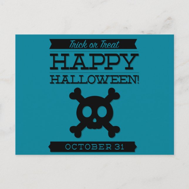 Postal Halloween de retro tipográfico (Anverso)