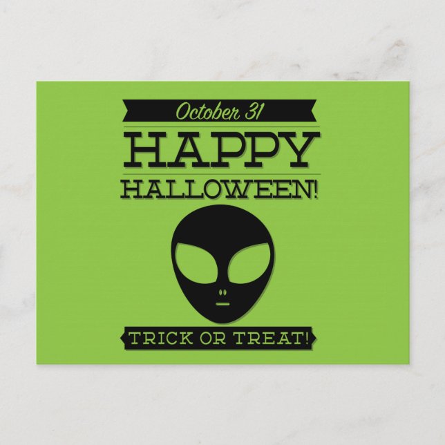 Postal Halloween de retro tipográfico (Anverso)
