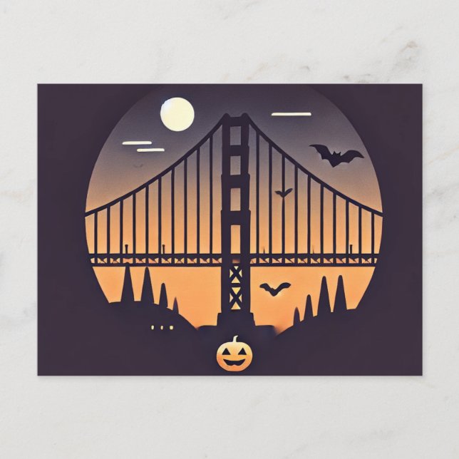 Postal Halloween de San Francisco, Puerta de Oro (Anverso)