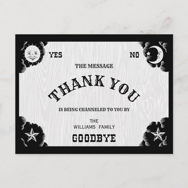 Postal Halloween de Spirit Board Gracias Postcard (Anverso)