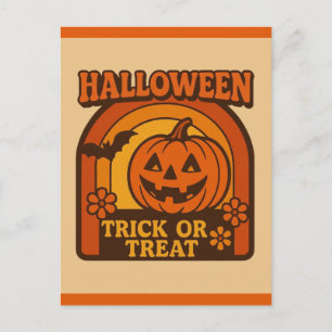 Postal Halloween de truco o truco vintage de los años 70