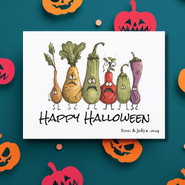 Postal Halloween de verduras asustadas divertidas