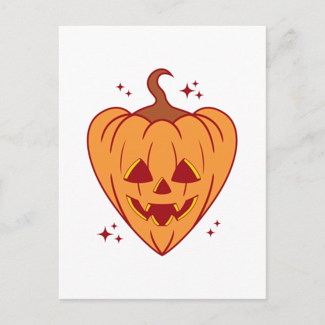 Postal Halloween del corazón de la calabaza de fantasía (Anverso)