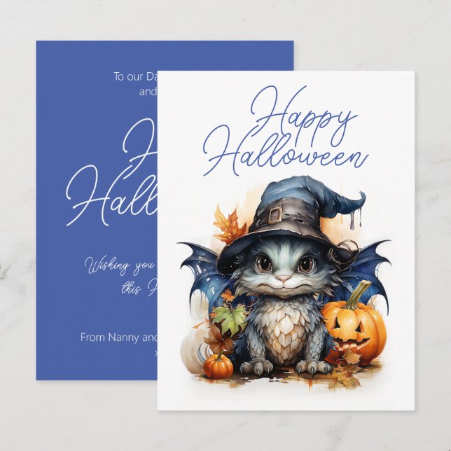 Postal Halloween del Dragón Infantil de Agua Presupuestar (Anverso / Reverso)