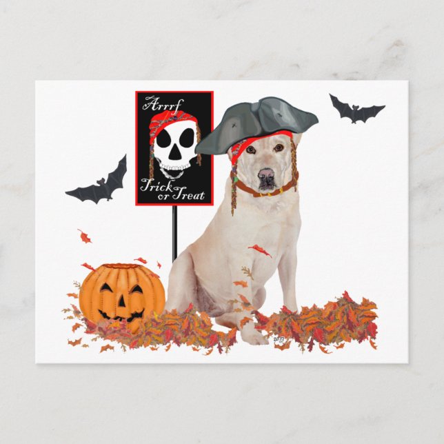 Postal Halloween del Labrador amarillo (Anverso)