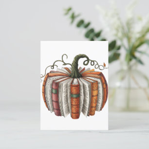 Postal Halloween del libro de calabazas otoño Lover Bookt