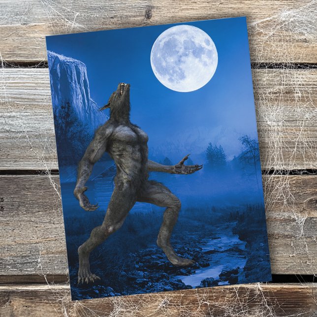 Postal Halloween del paisaje de Werewolf Moon (Subido por el creador)
