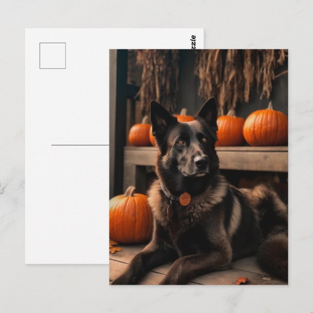 Postal Halloween del Pastor Alemán (Anverso / Reverso)