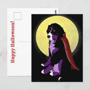 Postal Halloween del perro de montaña Dracula Bernese