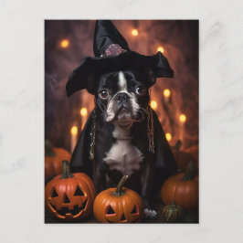 Postal Halloween del Terrier de Boston