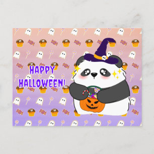 Postal Halloween desgraciada bebé panda truco o tratamien