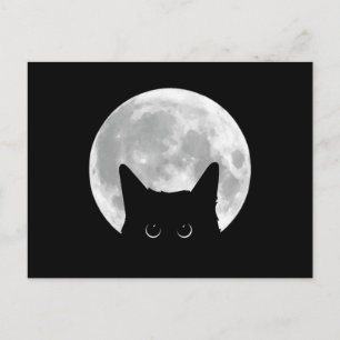 Postal Halloween divertido lindo gato negro