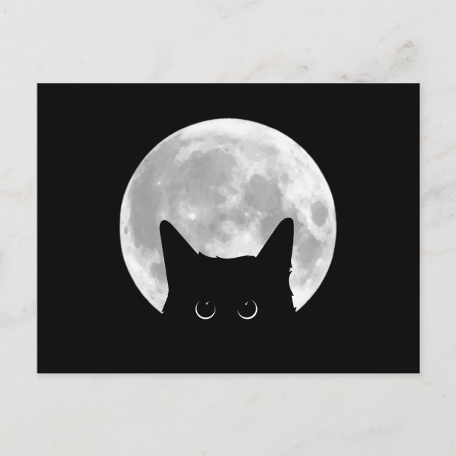 Postal Halloween divertido lindo gato negro (Anverso)
