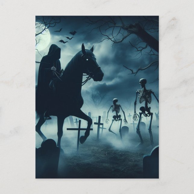 Postal Halloween en el Cementerio (Anverso)