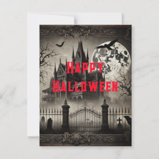 Postal Halloween en la Casa Victoriana