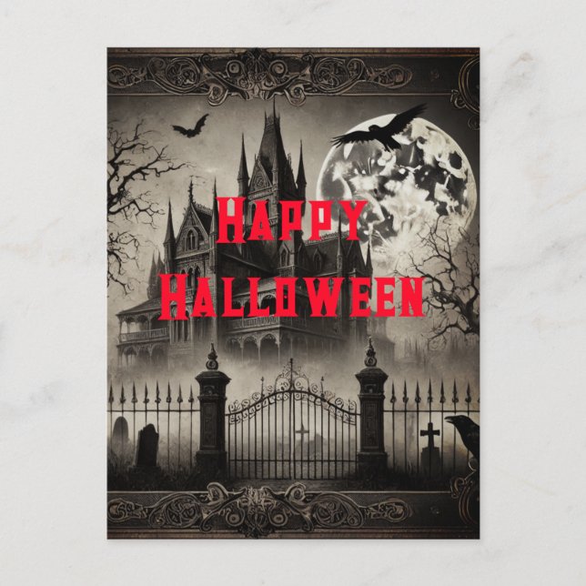 Postal Halloween en la Casa Victoriana (Anverso)