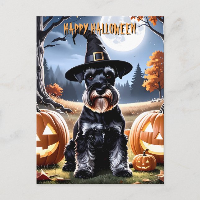 Postal Halloween en miniatura de Schnauzer (Anverso)