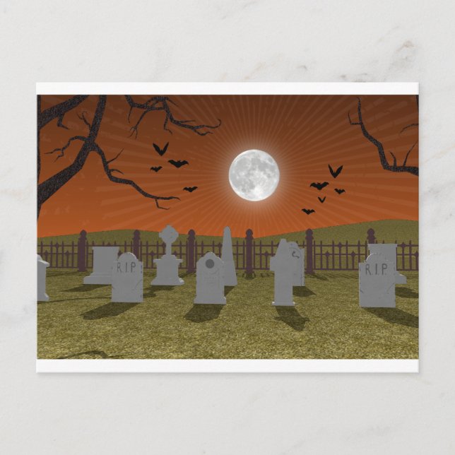 Postal Halloween: Escena de cementerio: (Anverso)