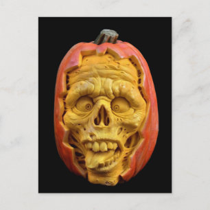 Postal Halloween Esculpido Jack-O’-Lantern Scary Face