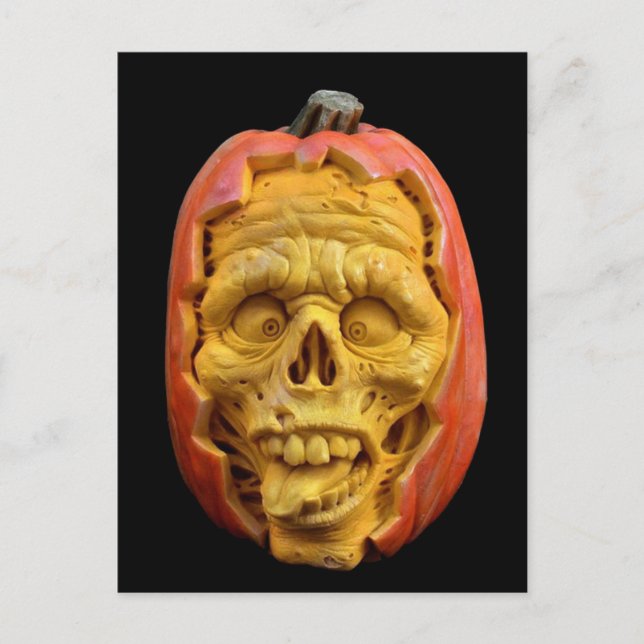 Postal Halloween Esculpido Jack-O’-Lantern Scary Face (Anverso)