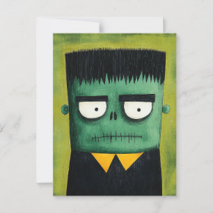 Postal Halloween espeluznante con un monstruo Frankenstei