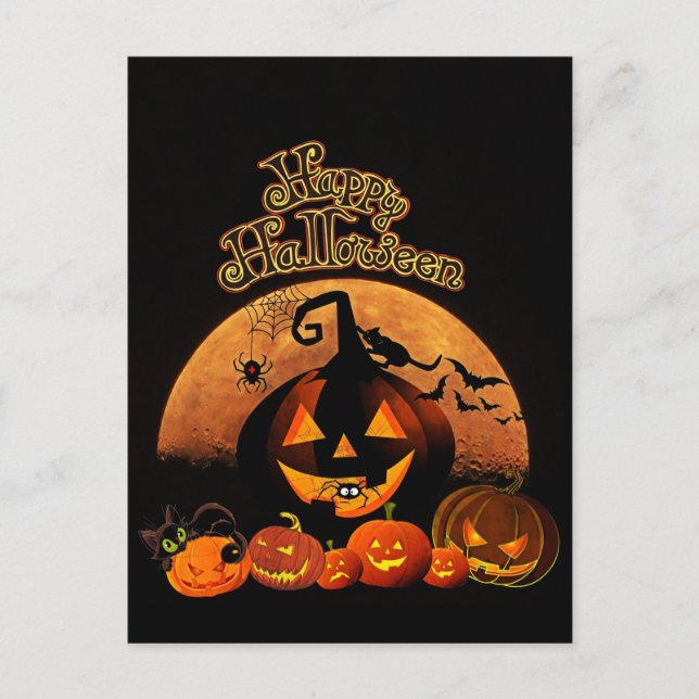 Postal Halloween - Felices Calabazas de Halloween (Anverso)