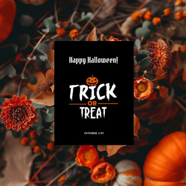 Postal Halloween Feliz con estilo negro (Black Stylish Happy Halloween Postcard)