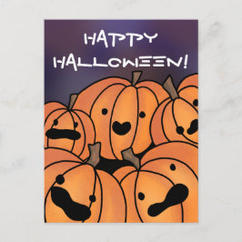 Postal "Halloween feliz" Ilustracion de parche de calabaz