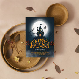 Postal Halloween feliz negro y Naranja