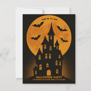 Postal Halloween, fiesta de la luna de la casa de los ena