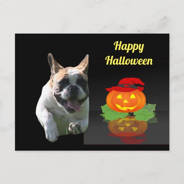 Postal Halloween französische Bulldogge French Bulldog (Anverso)