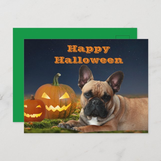 Postal Halloween französische Bulldogge French Bulldog (Anverso / Reverso)