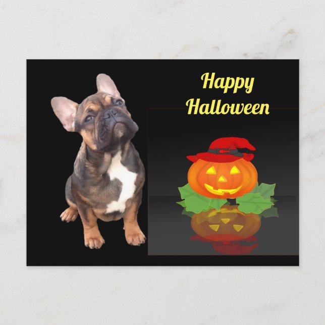 Postal Halloween französische Bulldogge Postkarte (Anverso)