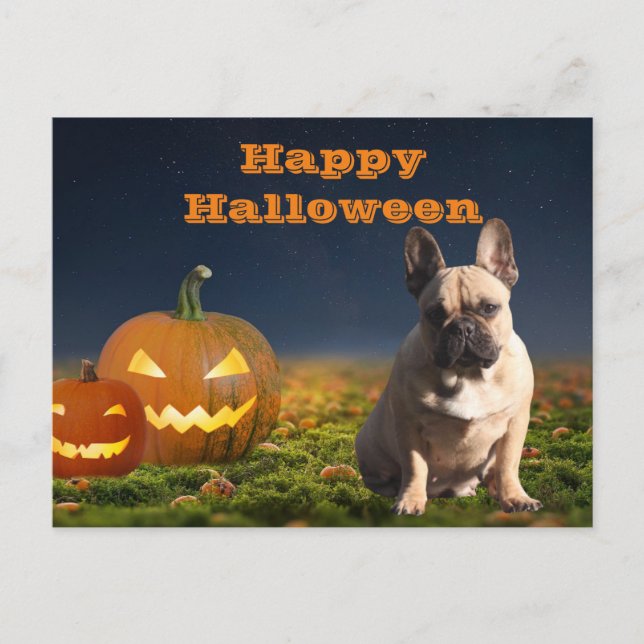 Postal Halloween französische Bulldogge Postkarte (Anverso)
