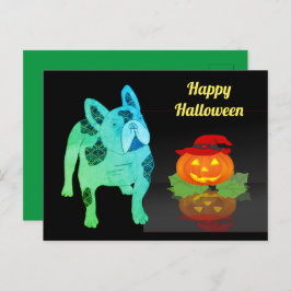 Postal Halloween französische Bulldogge Postkarte