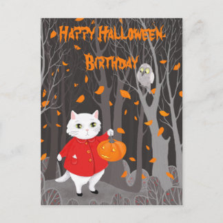 Postal Halloween Gato Lindo & Jack-o’-lantern Calabaz
