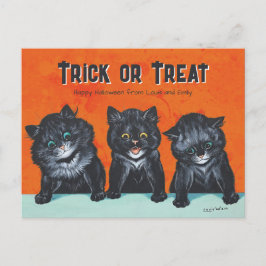 Postal Halloween Gatos negros emocionados Louis Wain CC12