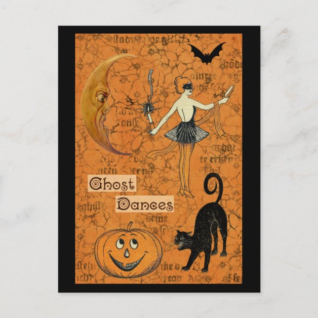 Postal Halloween Ghost Danza Scary Moon (Anverso)