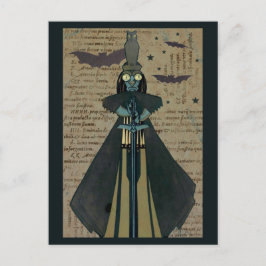 Postal Halloween Ghoul Bats Owl Stars